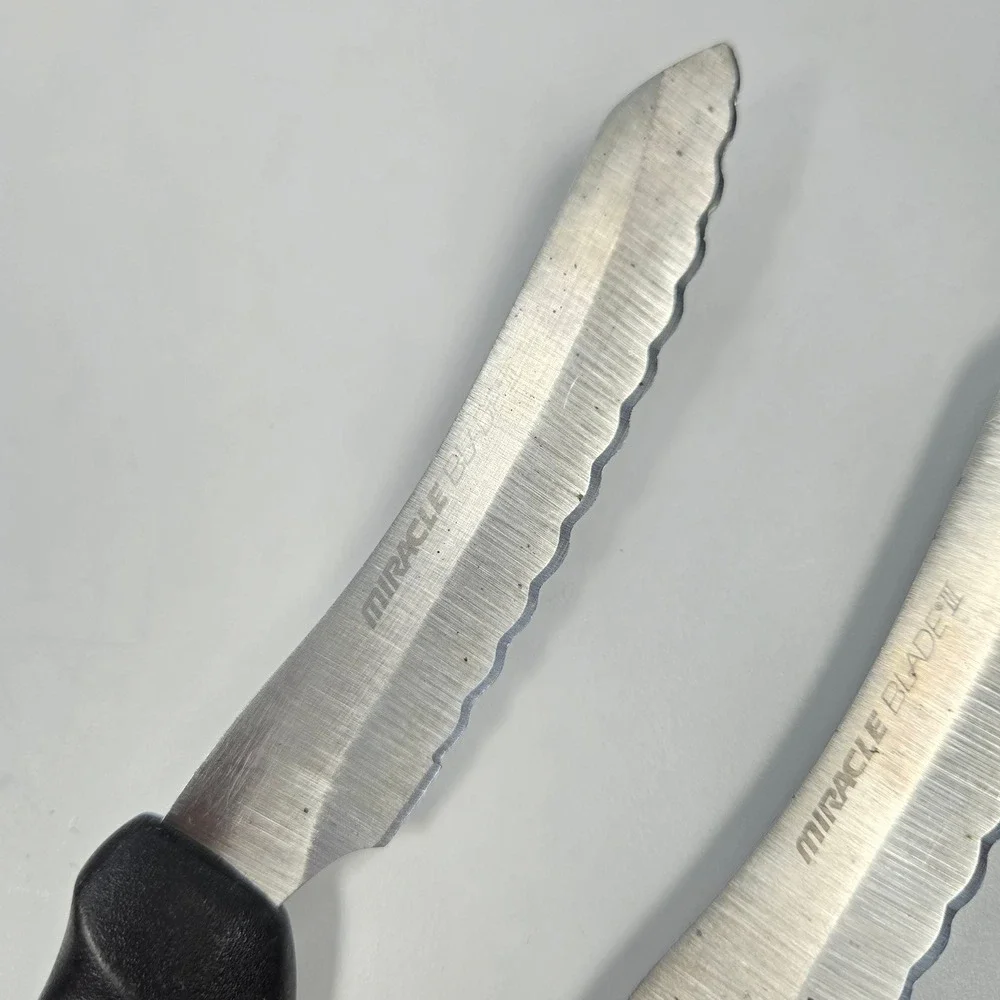 Miracle Blade III Perfection Series Steak Knives Set of 2 Stainless Black Handle